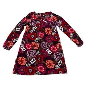 LANDS'‎ END KIDS Fall Floral Print Corduroy Dress Girl's Size 5 Long Sleeve